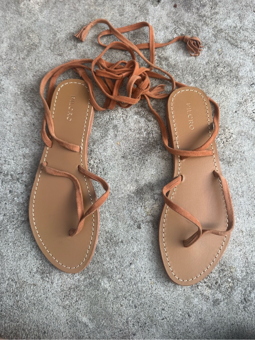 Pilcro Tan Leather Lace-Up Gladiator Sandals